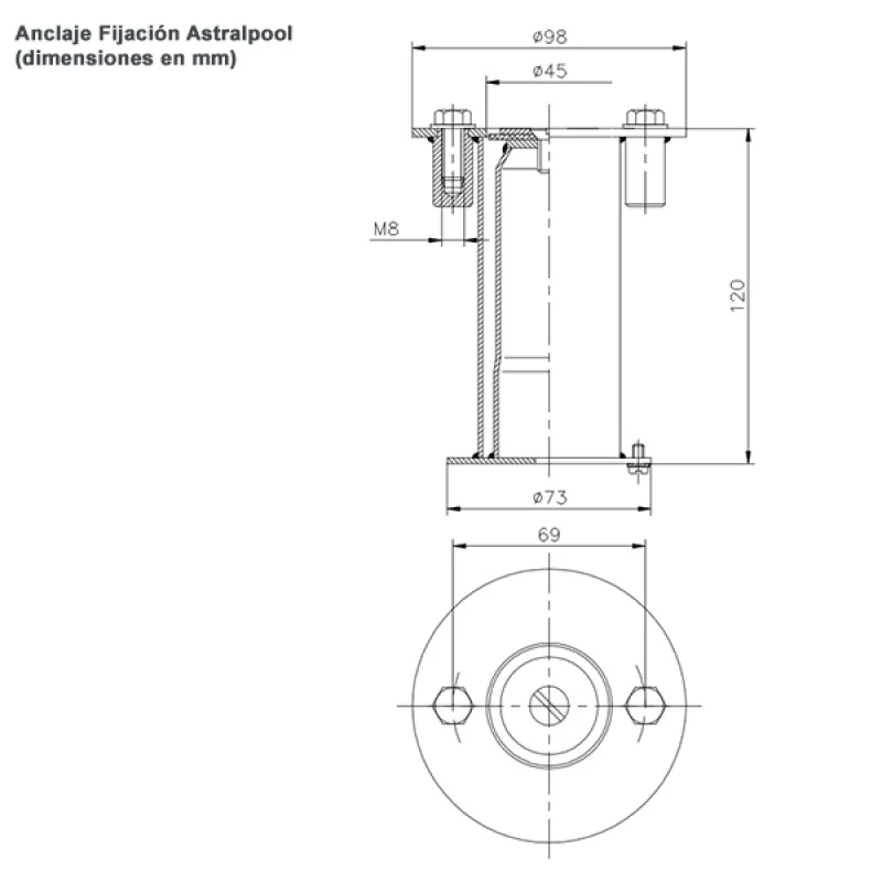 Anclaje Fijación Astralpool 4 Anclaje Fijación Astralpool - Imagen 2