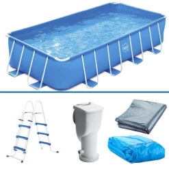 Piscina 4,88 X 2,44 X 1,07 M Con Depuradora Y Escalera -Piscinas Artículos Tienda conjunto piscina 3exb0568