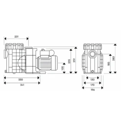 Bomba De Filtración BWT Eurostar II Monofásico 11 Bomba De Filtración BWT Eurostar II Monofásico -Piscinas Artículos Tienda medidas bomba eurostar ii 1 1