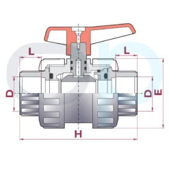 Válvula De Bola Standard PVC Teflón FPM Encolar -Piscinas Artículos Tienda medidas valvula bola cepex standard pvc teflon fpm encolar 1