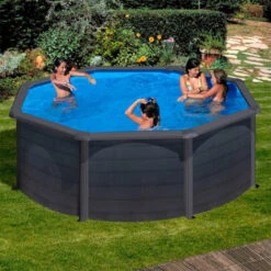 GRE Piscina Starpool Redonda Grafito 120 Cm -Piscinas Artículos Tienda piscina desmontable gre circular imitacion grafito gente
