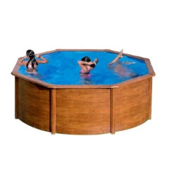 GRE Piscina Starpool Redonda Imitación Madera 120 Cm -Piscinas Artículos Tienda piscina starpool gre acero madera redonda p350w 1 1