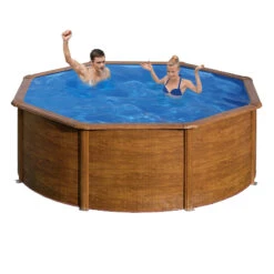 GRE Piscina Starpool Redonda Imitación Madera 120 Cm -Piscinas Artículos Tienda piscina starpool gre acero madera redonda p460w gente