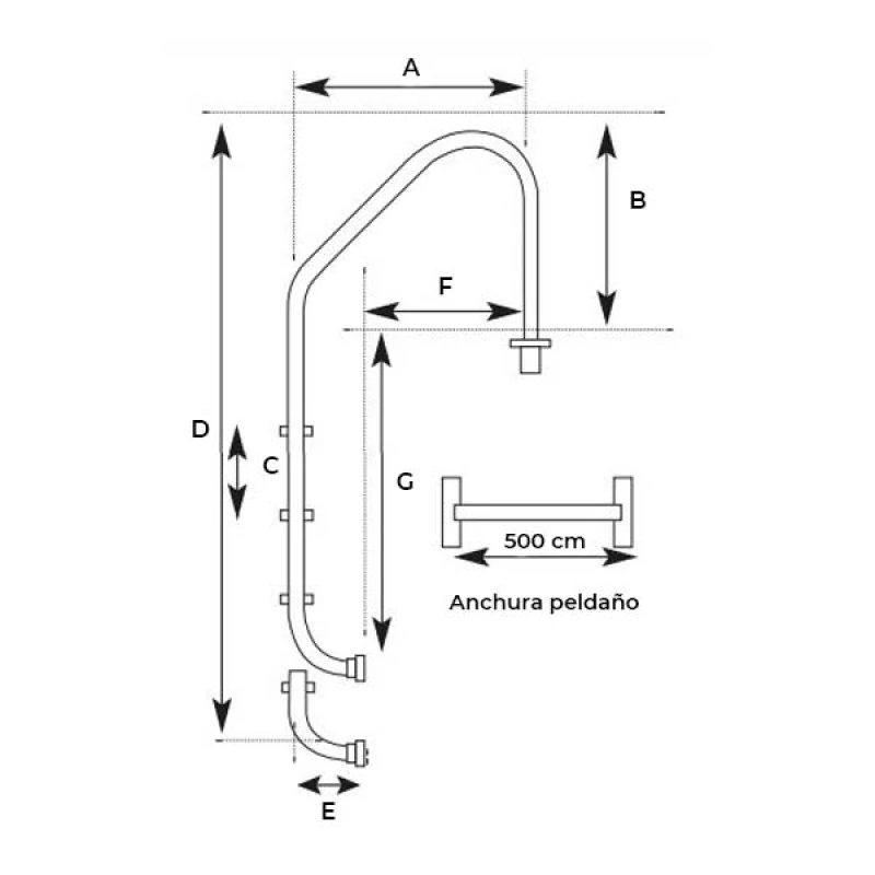 Escalera Pasamanos Estandar Para Piscina PQS 7 Escalera Pasamanos Estandar Para Piscina PQS - Imagen 5