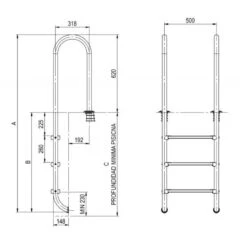 Escalera Pasamanos Muro Astralpool 11 Escalera Pasamanos Muro Astralpool -Piscinas Artículos Tienda plano medidas escalera pasamanos astralpool